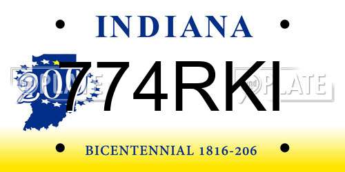 774RKI Indiana License Plate