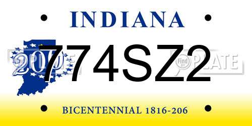 774SZ2 Indiana License Plate