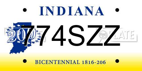 774SZZ Indiana License Plate