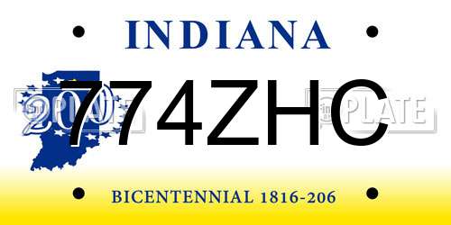 774ZHC Indiana License Plate