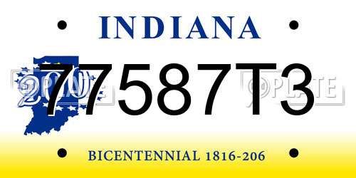 77587T3 Indiana License Plate