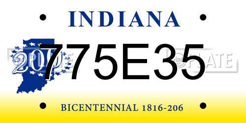 775E35 Indiana License Plate