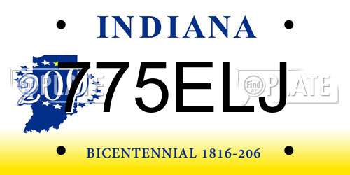 775ELJ Indiana License Plate