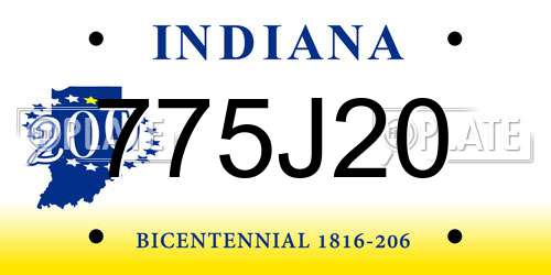 775J20 Indiana License Plate