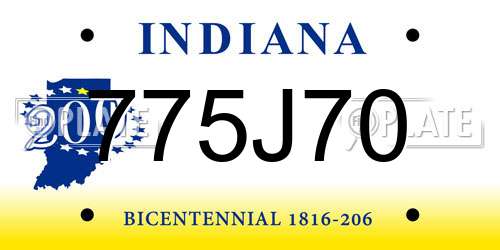 775J70 Indiana License Plate