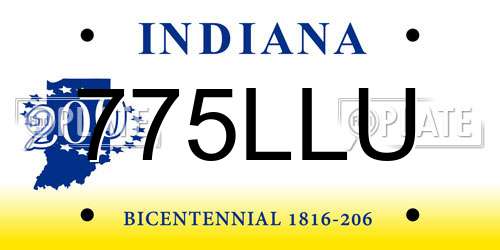775LLU Indiana License Plate