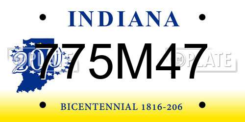 775M47 Indiana License Plate