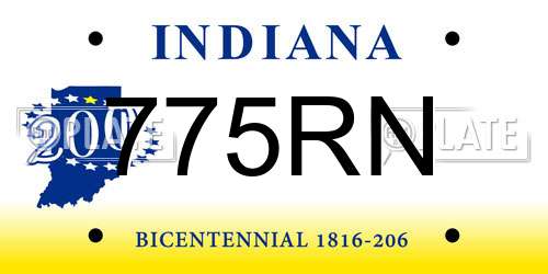 775RN Indiana License Plate