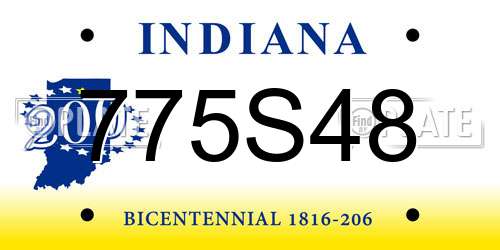 775S48 Indiana License Plate