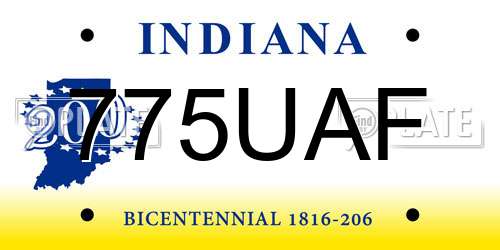 775UAF Indiana License Plate