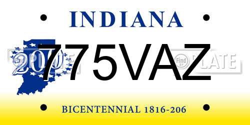 775VAZ Indiana License Plate