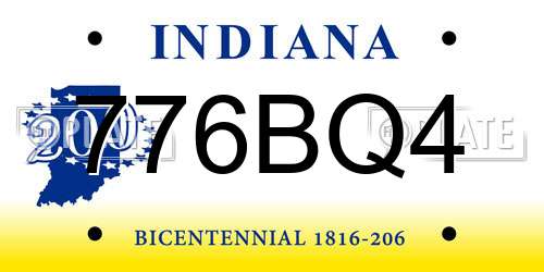 776BQ4 Indiana License Plate