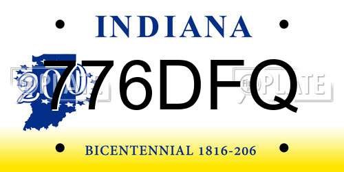 776DFQ Indiana License Plate