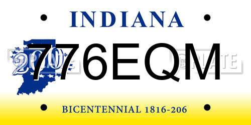 776EQM Indiana License Plate