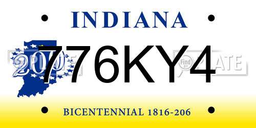 776KY4 Indiana License Plate