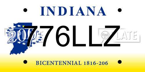 776LLZ Indiana License Plate
