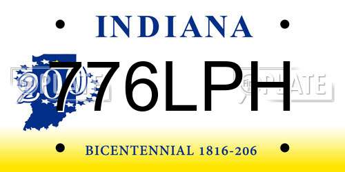 776LPH Indiana License Plate