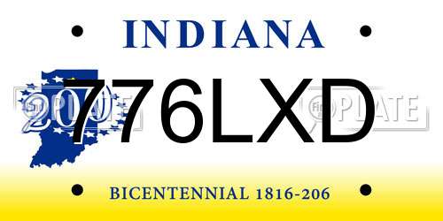 776LXD Indiana License Plate