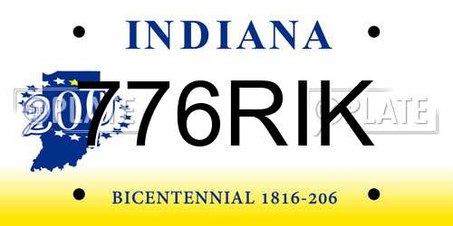 776RIK Indiana License Plate