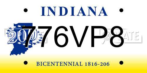 776VP8 Indiana License Plate