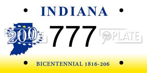 777 Indiana License Plate