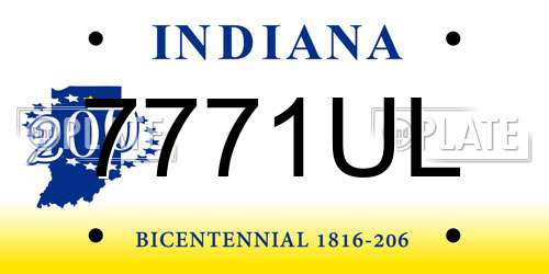 7771UL Indiana License Plate
