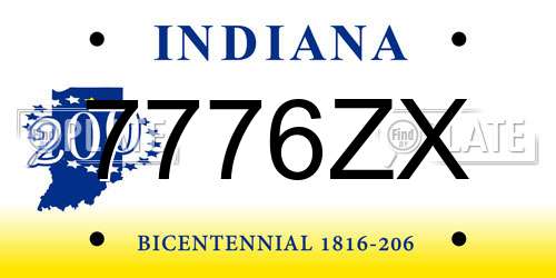 7776ZX Indiana License Plate