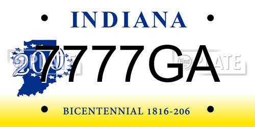 7777GA Indiana License Plate