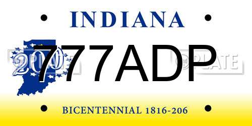 777ADP Indiana License Plate