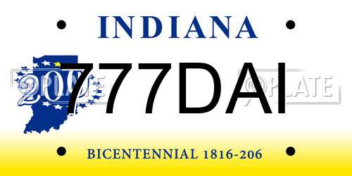 777DAI Indiana License Plate