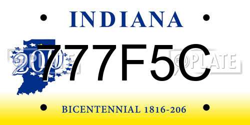 777F5C Indiana License Plate