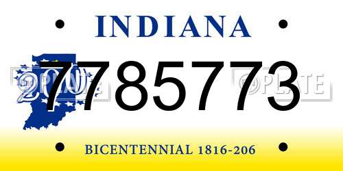 7785773 Indiana License Plate
