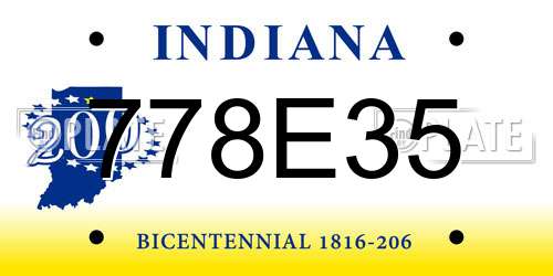 778E35 Indiana License Plate
