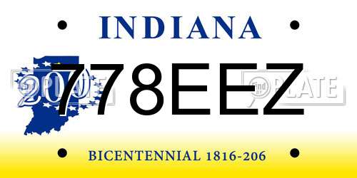 778EEZ Indiana License Plate
