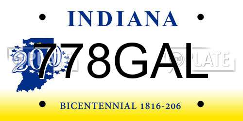 778GAL Indiana License Plate
