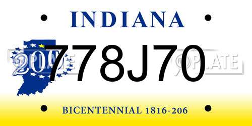 778J70 Indiana License Plate