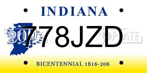 778JZD Indiana License Plate