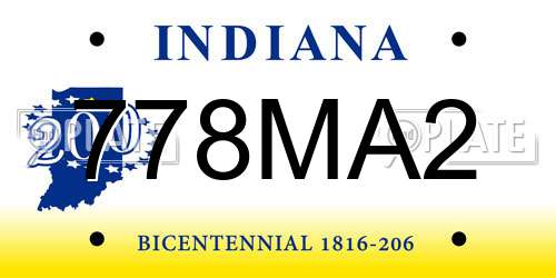 778MA2 Indiana License Plate