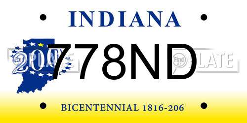 778ND Indiana License Plate