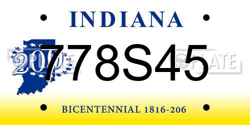 778S45 Indiana License Plate