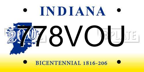 778VOU Indiana License Plate