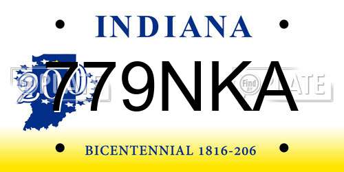 779NKA Indiana License Plate