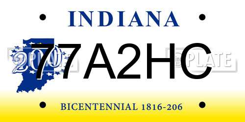 77A2HC Indiana License Plate