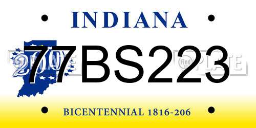 77BS223 Indiana License Plate