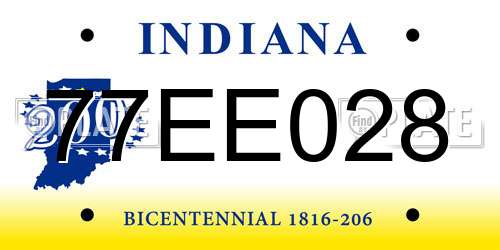 77EE028 Indiana License Plate
