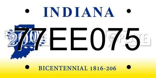 77EE075 Indiana License Plate