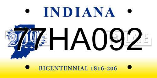 77HA092 Indiana License Plate