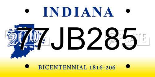 77JB285 Indiana License Plate