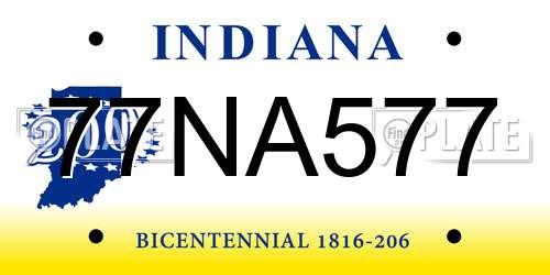 77NA577 Indiana License Plate