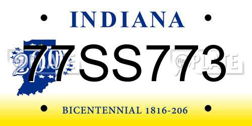 77SS773 Indiana License Plate